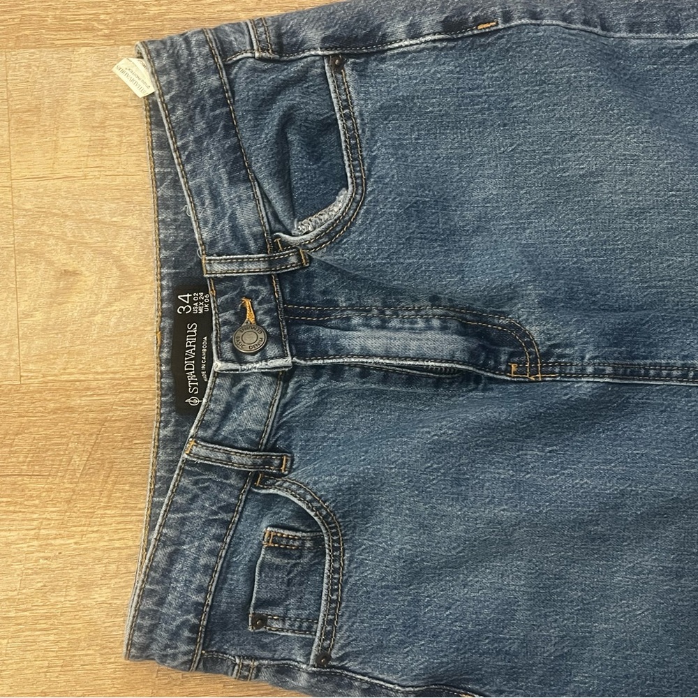 Stradivarius Blue Denim Pencil Skirt